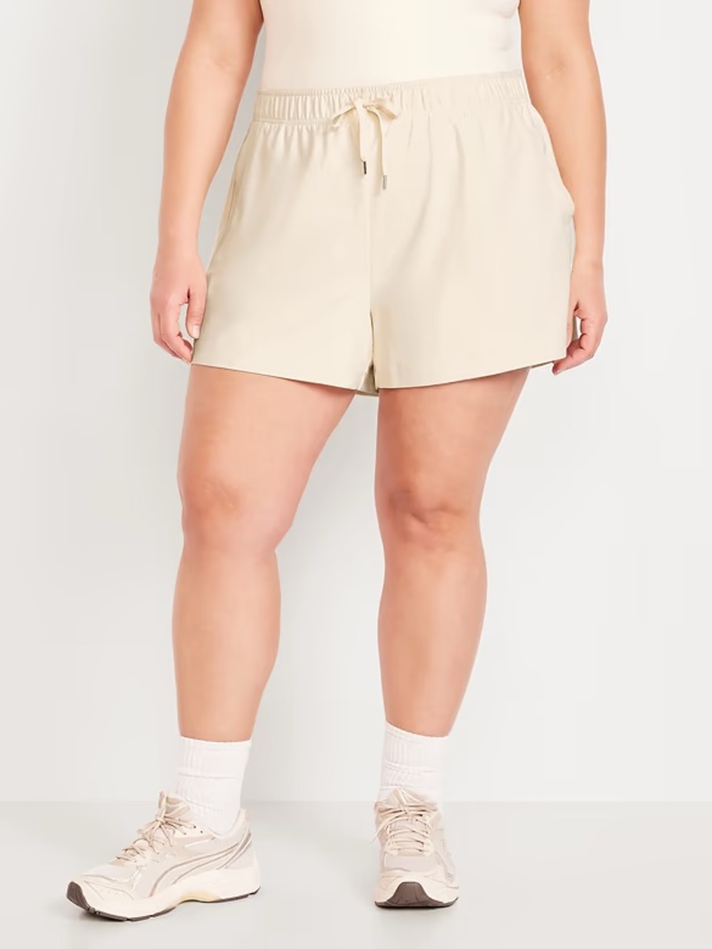 Old Navy Cream Athletic Drawstring Pull-On Shorts